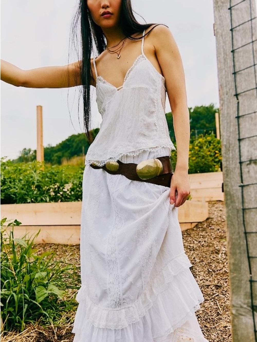 Free People  boho Luna White Lace Maxi Skirt small sold out